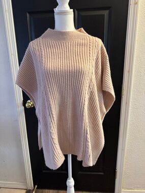 LC Lauren Conrad Blush Ribbed Poncho Sweater